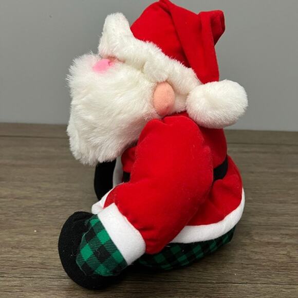 Round Santa Clause with Green Plaid Pants and Red Coat & Hat - Picture 3 of 6